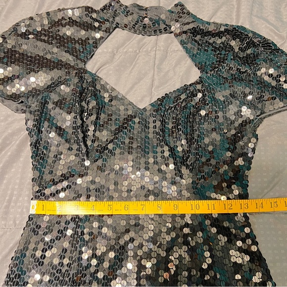 Peak evenings black sequins dress hand beaded size 8 - Picture 8 of 10